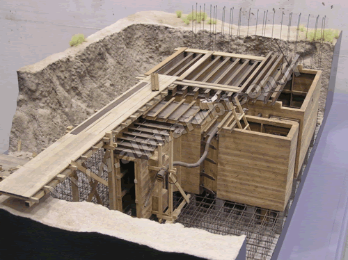 Vue générale d’une maquette de bunker allemand au 1/20